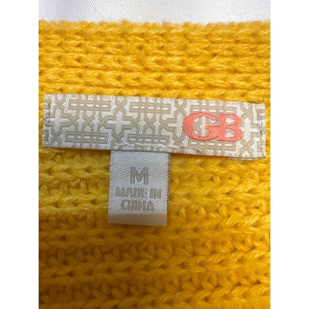 GB Medium Knit Cropped Sweater Pullover Boat Neck‎ Long Sleeve Yellow - Picture 5 of 7